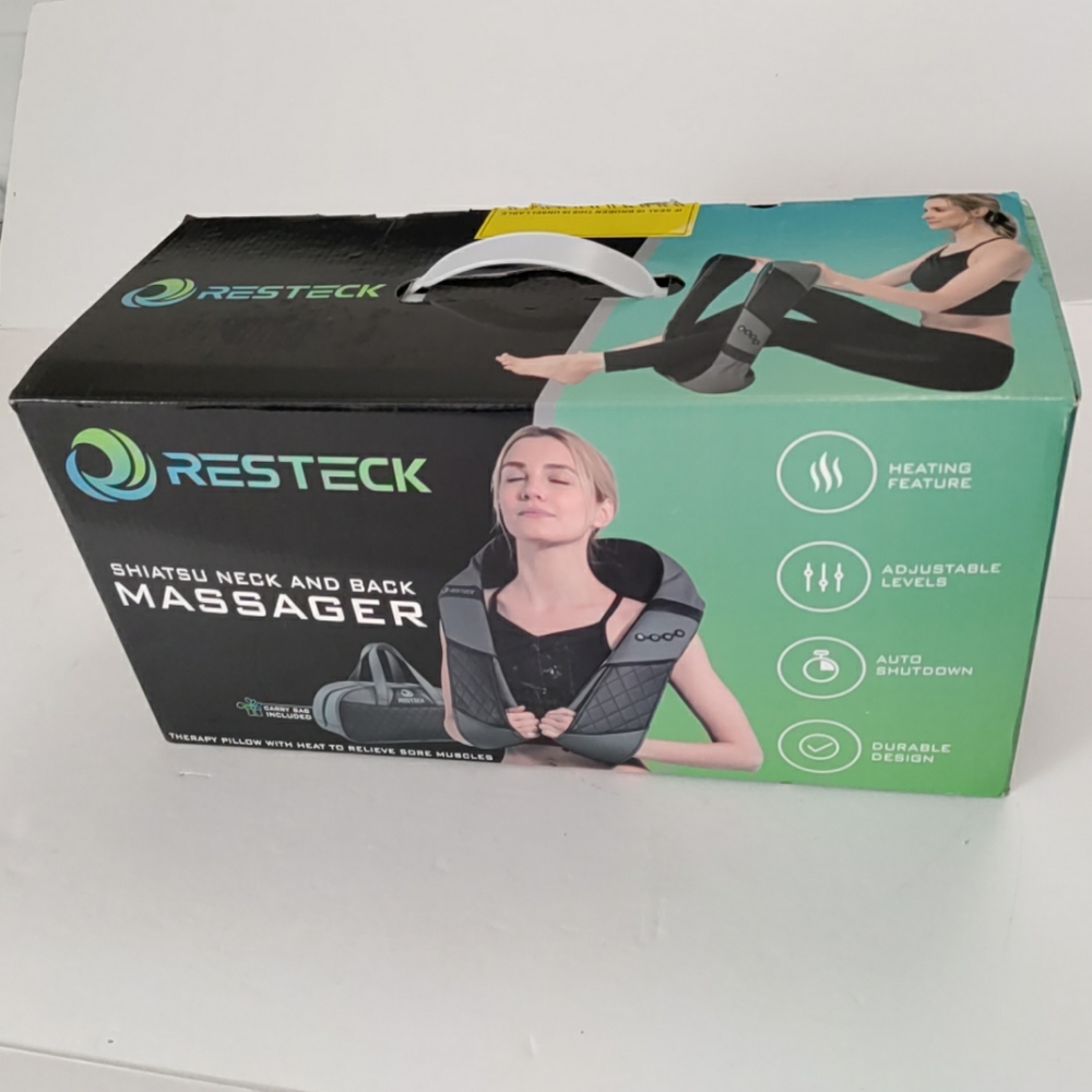 Resteck Shiatsu Kneading Shoulder Neck & Back Massager With Heat Open Not Used